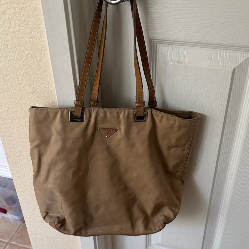 Prada Tan Nylon Tote Bag